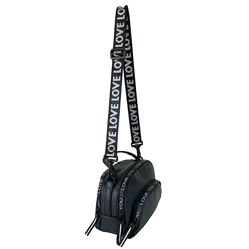 Bolsa Tiracolo com Três Divisões Preto - Vegana - Loja