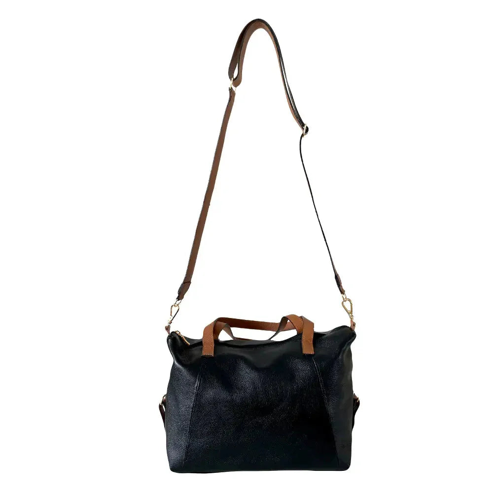 Bolsa Tote Couro com Alça Transversal Preta - Vegana - Loja