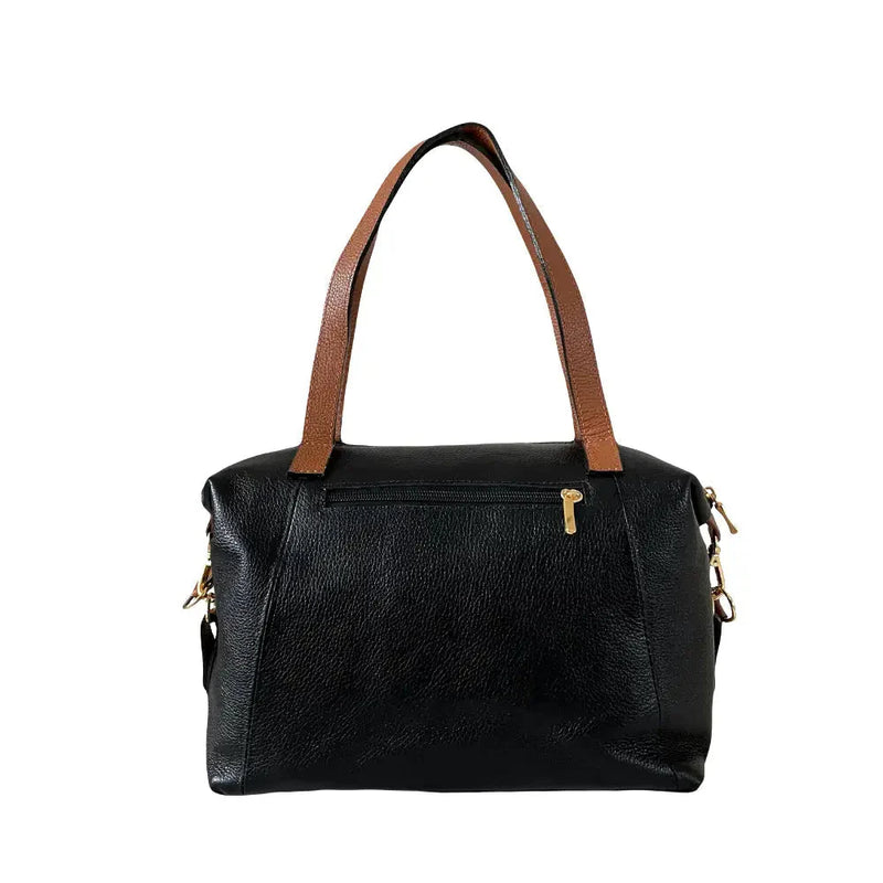 Bolsa Tote Couro com Alça Transversal Preta - Vegana - Loja