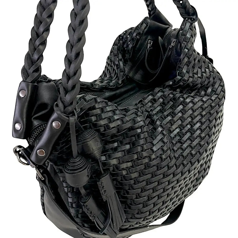 Bolsa Tote com Divisões Tela Couro Preto - Vegana - Loja