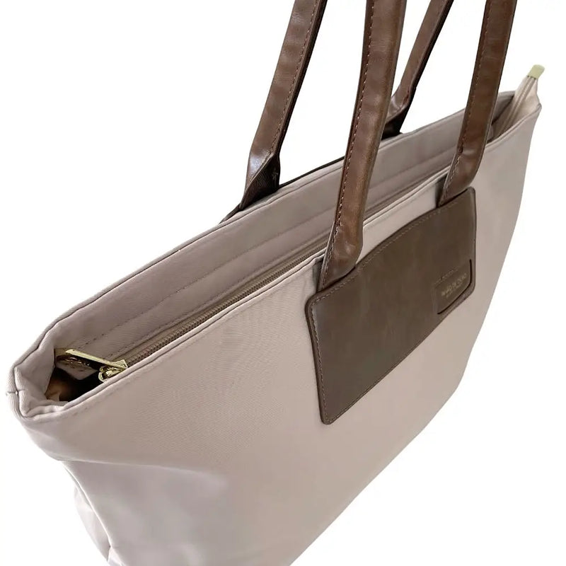 Bolsa Tote Nylon Bege - Couro - Loja Online - Its