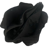 Bolsa tote em nylon preto | compartimento principal zíper