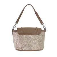 Bolsa Tote Pequena Ráfia Sintética Bege - Vegana - Loja