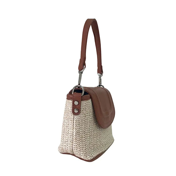 Bolsa Tote Pequena Ráfia Sintética Caramelo - Vegana - Loja