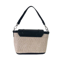 Bolsa Tote Pequena Ráfia Sintética Preto - Vegana - Loja