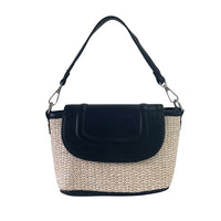 Bolsa Tote Pequena Ráfia Sintética Preto - Vegana - Loja