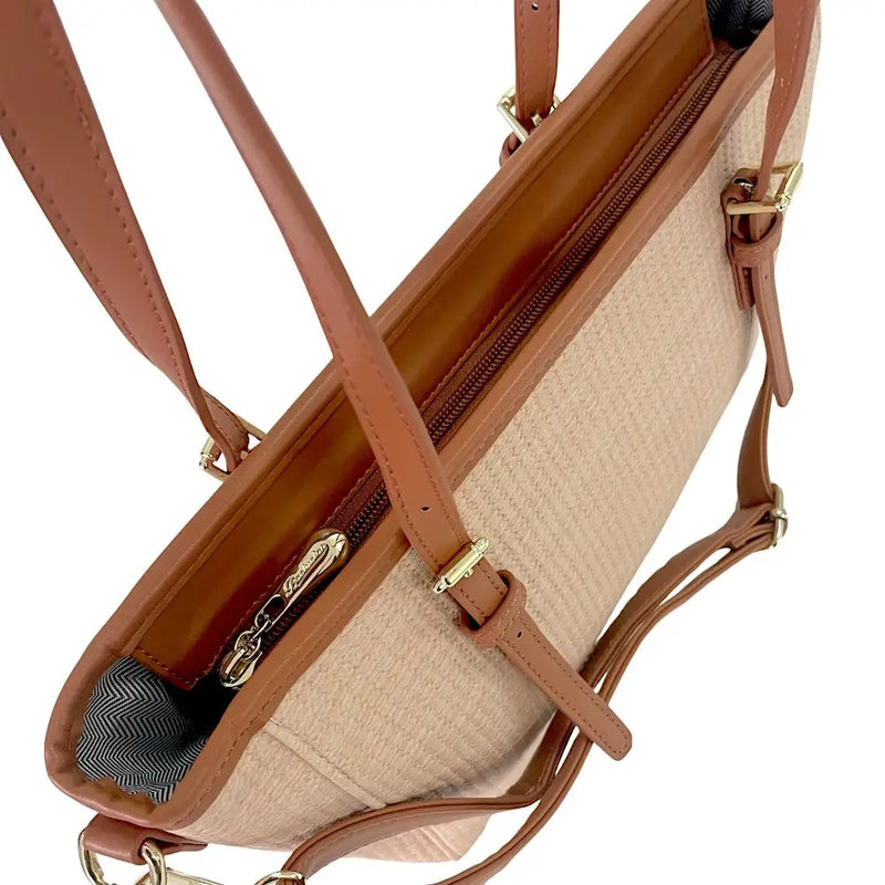 Bolsa Tote Ráfia Sintética Caramelo - Vegana - Loja Online