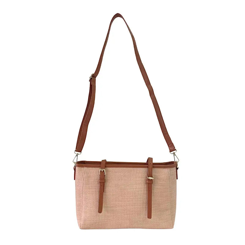 Bolsa Tote Ráfia Sintética Caramelo - Vegana - Loja Online