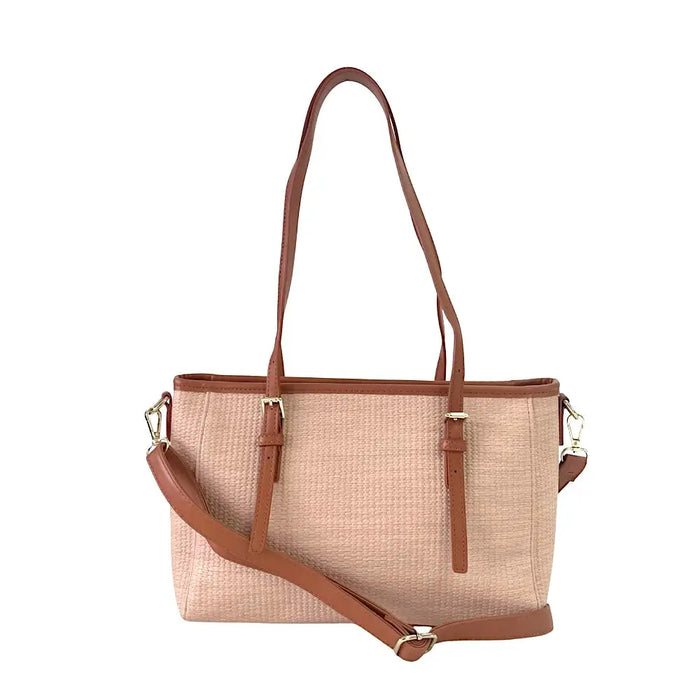 Bolsa Tote Ráfia Sintética Caramelo - Vegana - Loja Online