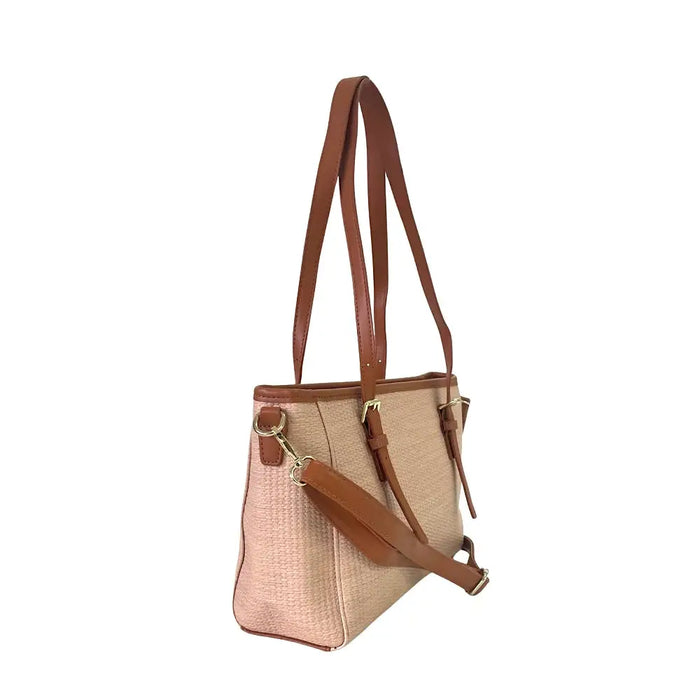 Bolsa Tote Ráfia Sintética Caramelo - Vegana - Loja Online