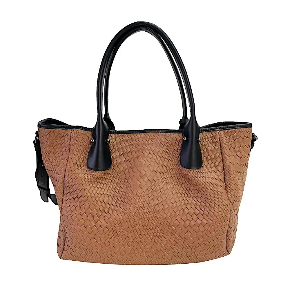 Bolsa Tote Tressê Couro Caramelo - Vegana - Loja Online