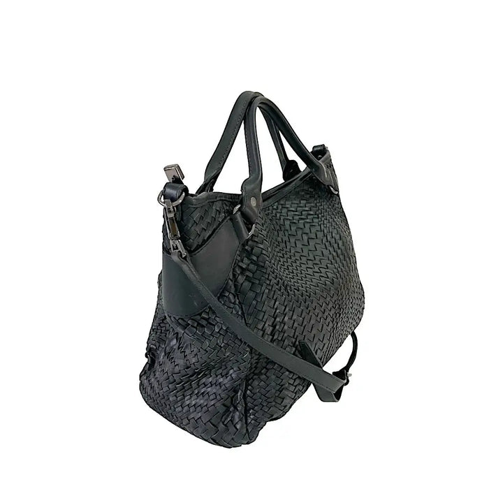 Bolsa Tote Tressê Couro Preta - Vegana - Loja Online - Its