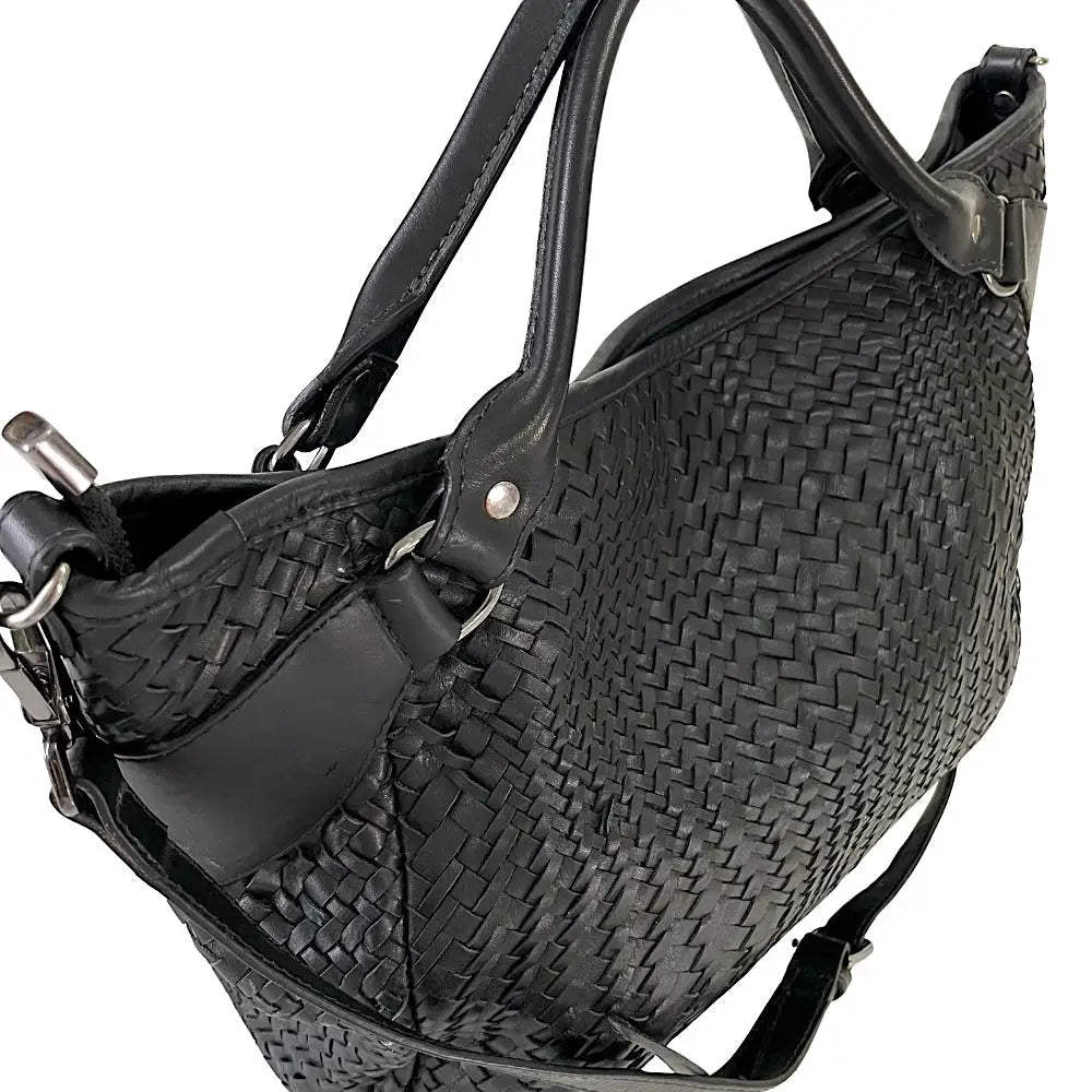 Bolsa Tote Tressê Couro Preta - Vegana - Loja Online - Its