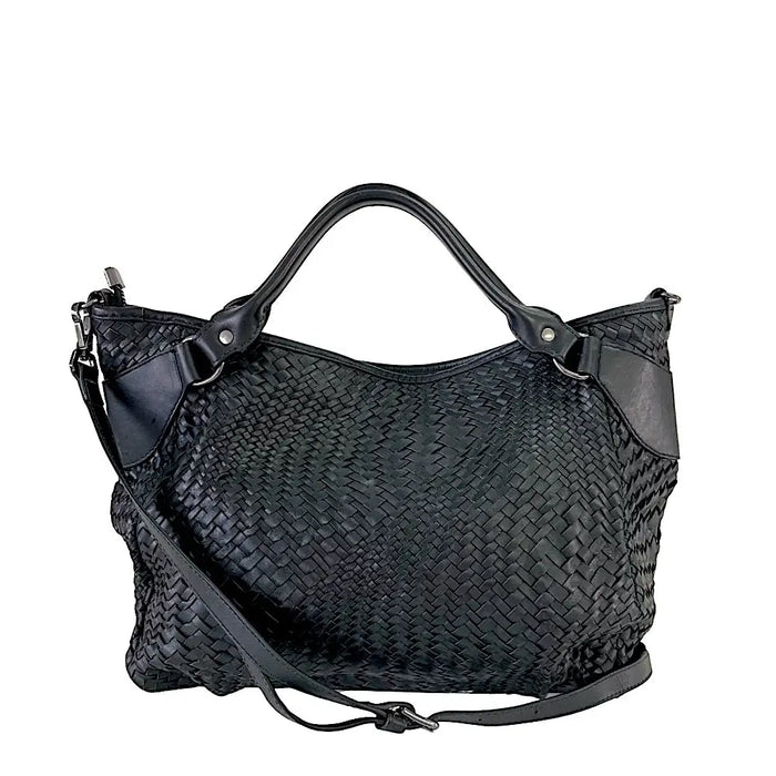 Bolsa Tote Tressê Couro Preta - Vegana - Loja Online - Its