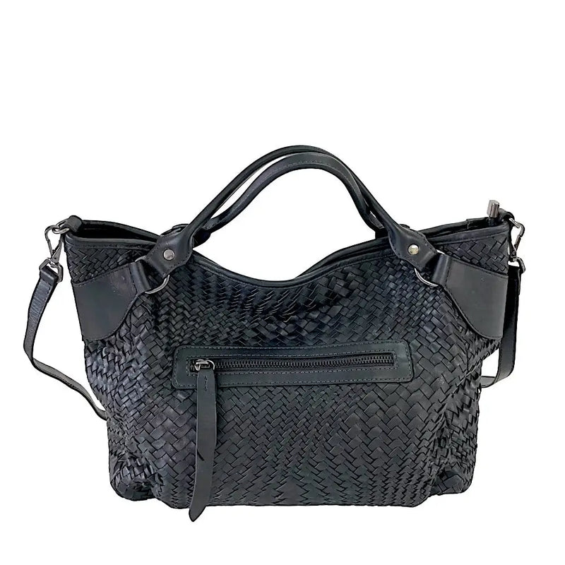 Bolsa Tote Tressê Couro Preta - Vegana - Loja Online - Its