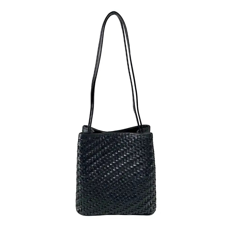 Bolsa tote tressê em couro legítimo preto: artesanal - loja
