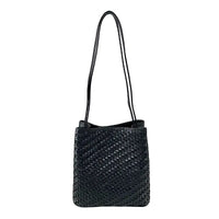 Bolsa tote tressê em couro legítimo preto: artesanal - loja