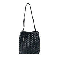 Bolsa tote tressê em couro legítimo preto: artesanal - loja