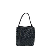 Bolsa tote tressê em couro legítimo preto: artesanal - loja