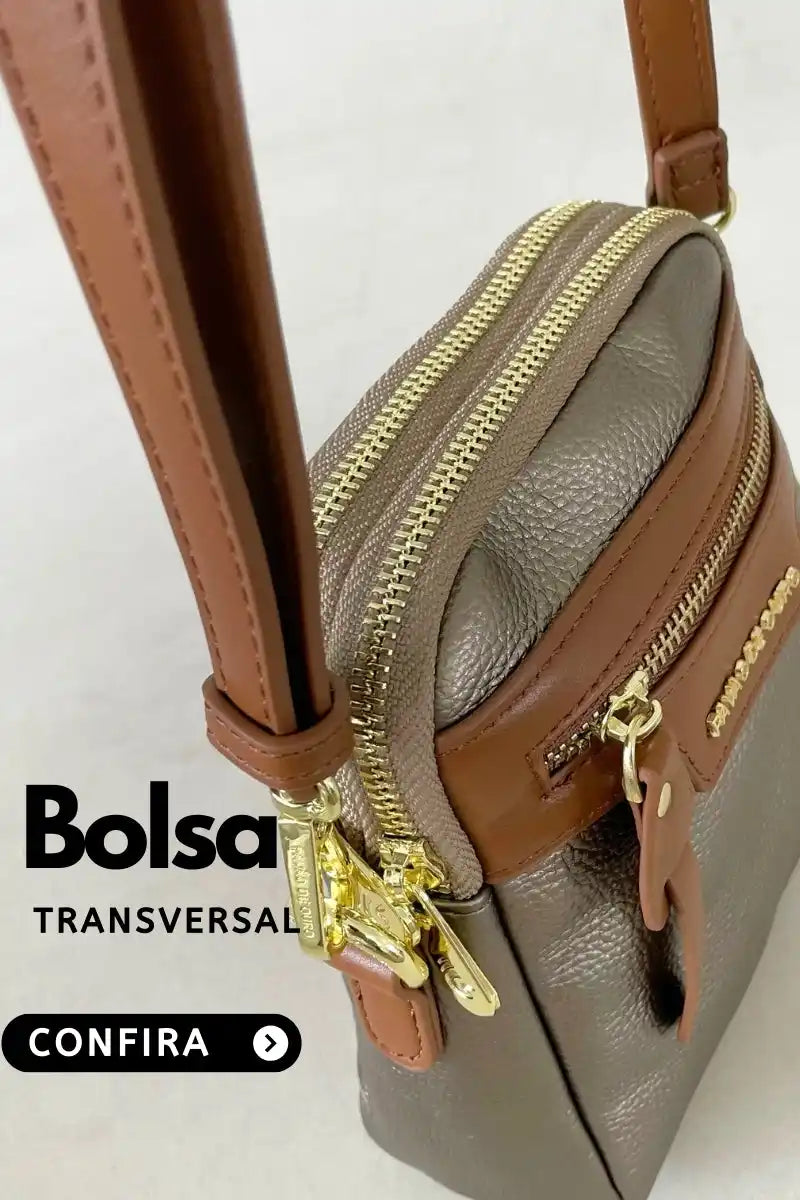 Bolsa feminina transversal bronze