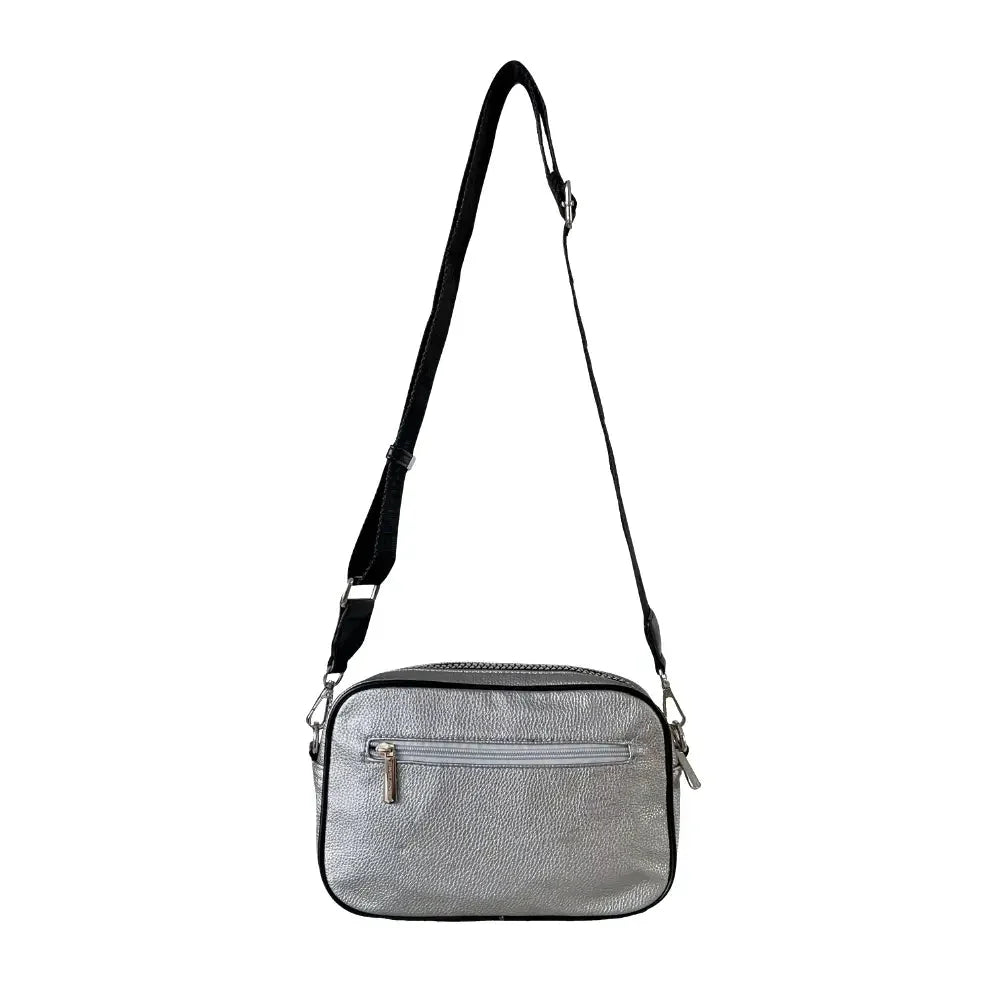 Bolsa Transversal Zíper Grosso Prata - Vegana - Loja Online
