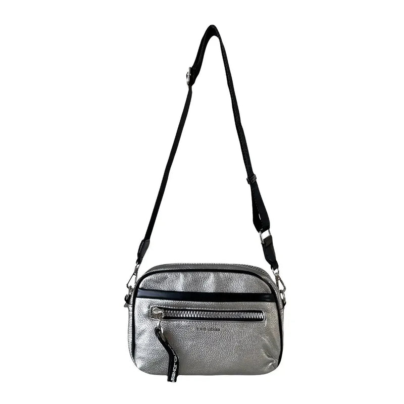 Bolsa Transversal Zíper Grosso Prata - Vegana - Loja Online