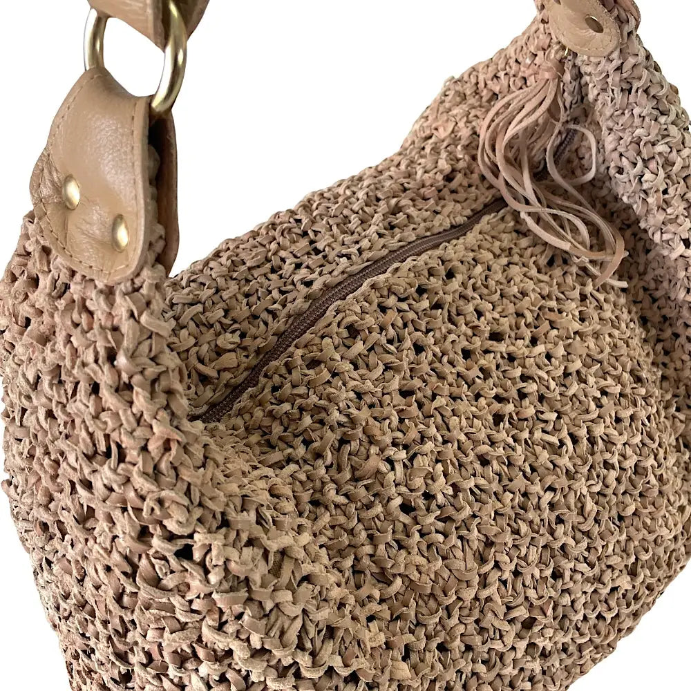 Bolsa Tricô de Couro Bege - Vegana - Loja Online - Its