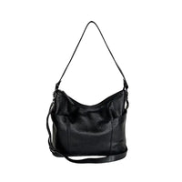 Bolsa Hobo em Couro Legítimo Floater Preta | Alça Dupla e Bolsos Celular
