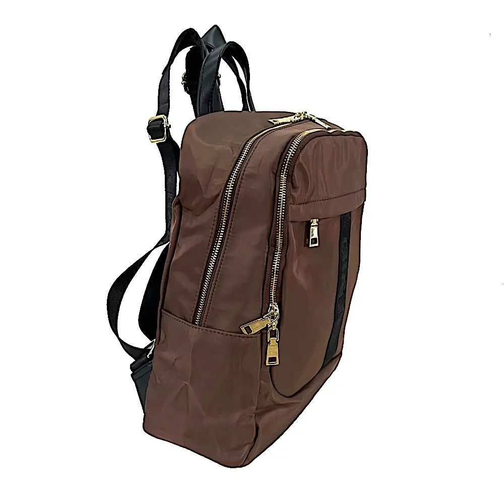 Mochila Its! Nylon Duas Aberturas Marrom - Bolsa Vegana