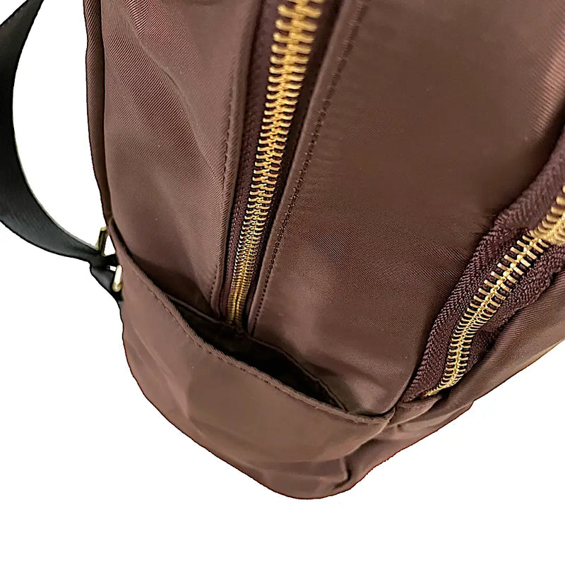 Mochila Its! Nylon Duas Aberturas Marrom - Bolsa Vegana