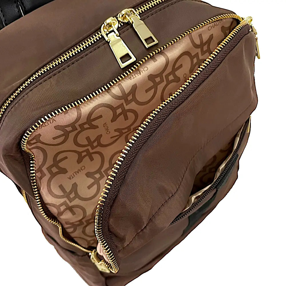 Mochila Its! Nylon Duas Aberturas Marrom - Bolsa Vegana