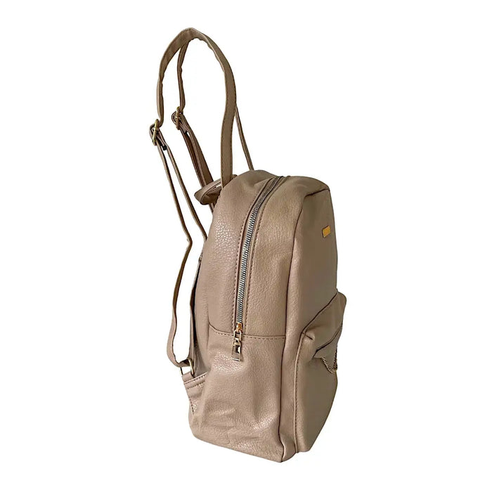 Mochila Média Couro Vegano Bege - Bolsa Vegana - Loja
