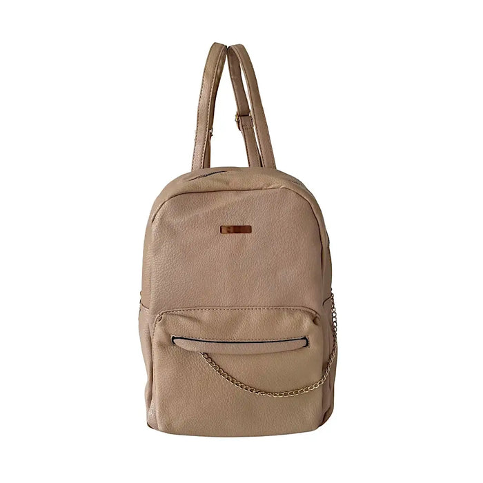 Mochila Média Couro Vegano Bege - Bolsa Vegana - Loja