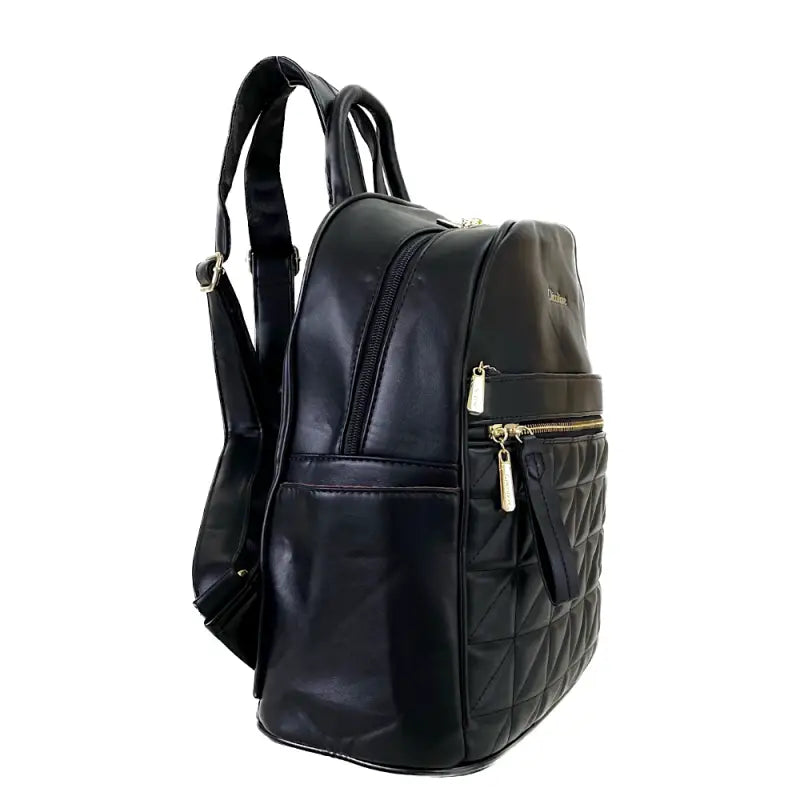 Mochila média matelassê em couro vegano preto: um luxo