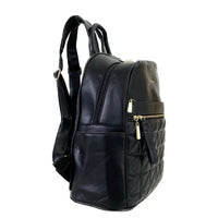 Mochila média matelassê em couro vegano preto: um luxo