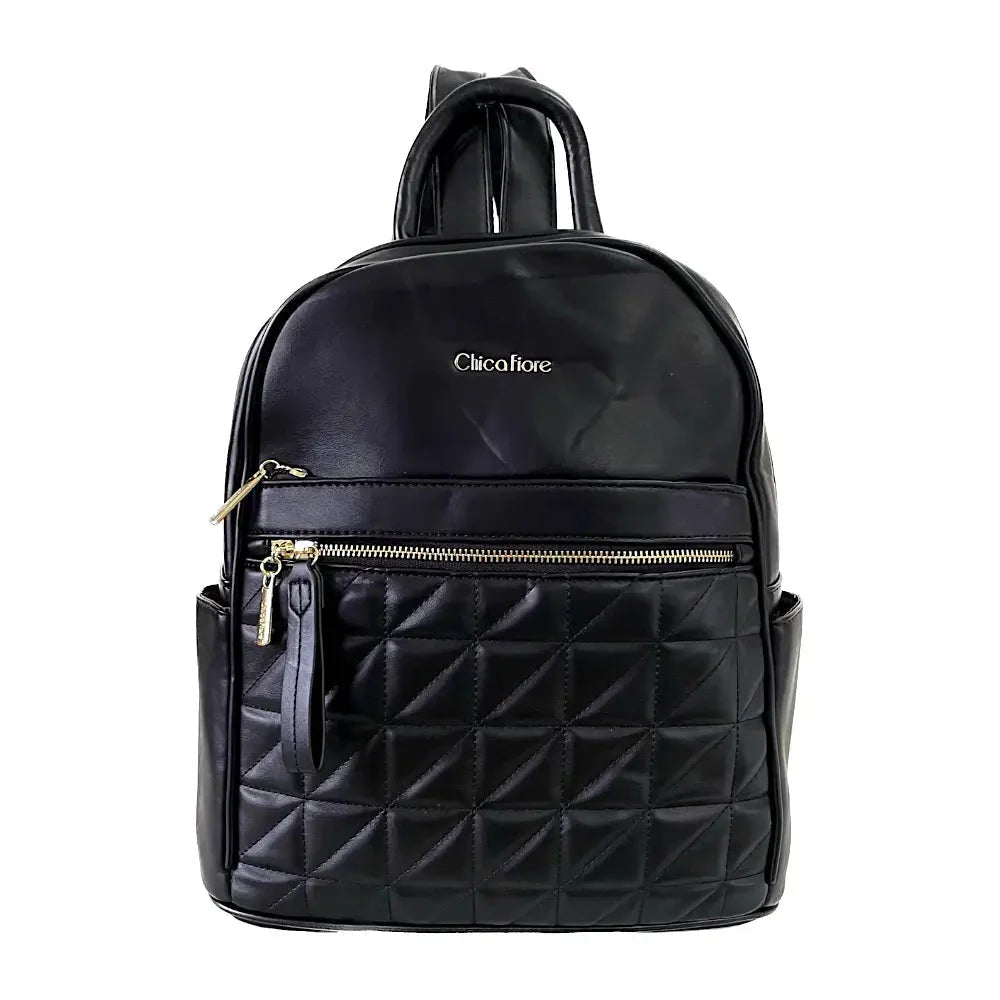 Mochila Média Matelassê Preta - Bolsa Vegana - Loja Online