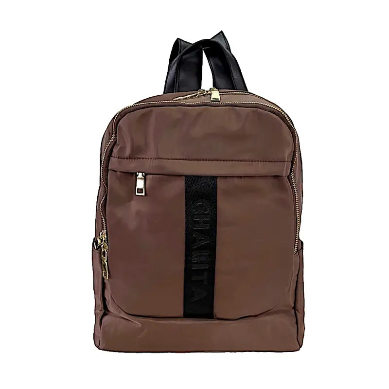 Mochila feminina em nylon marrom: segurança e estilo urbano