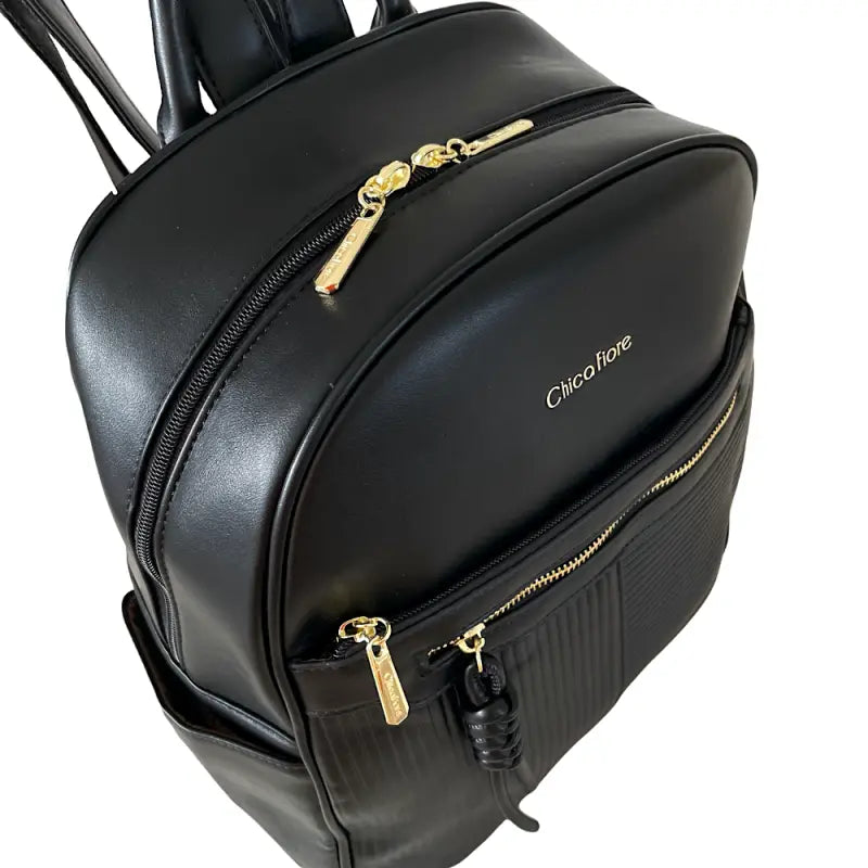 Mochila média couro vegano preto: a essencial urbana
