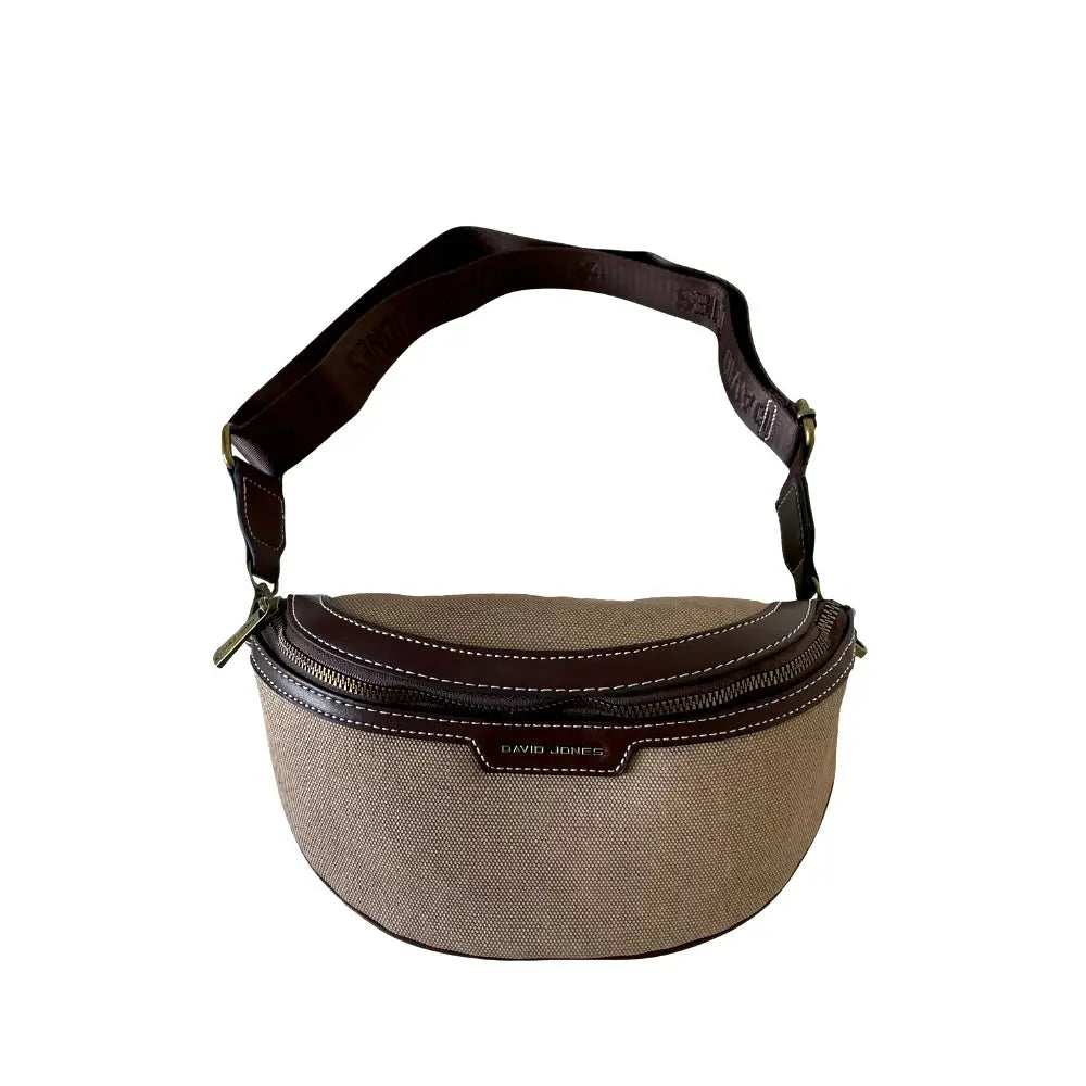 Pochete Média Lona Resinada Bege - Bolsa Vegana - Loja