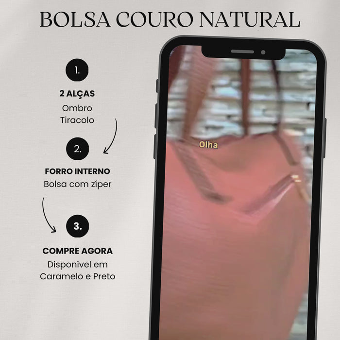 Bolsa Couro Natural Caramelo