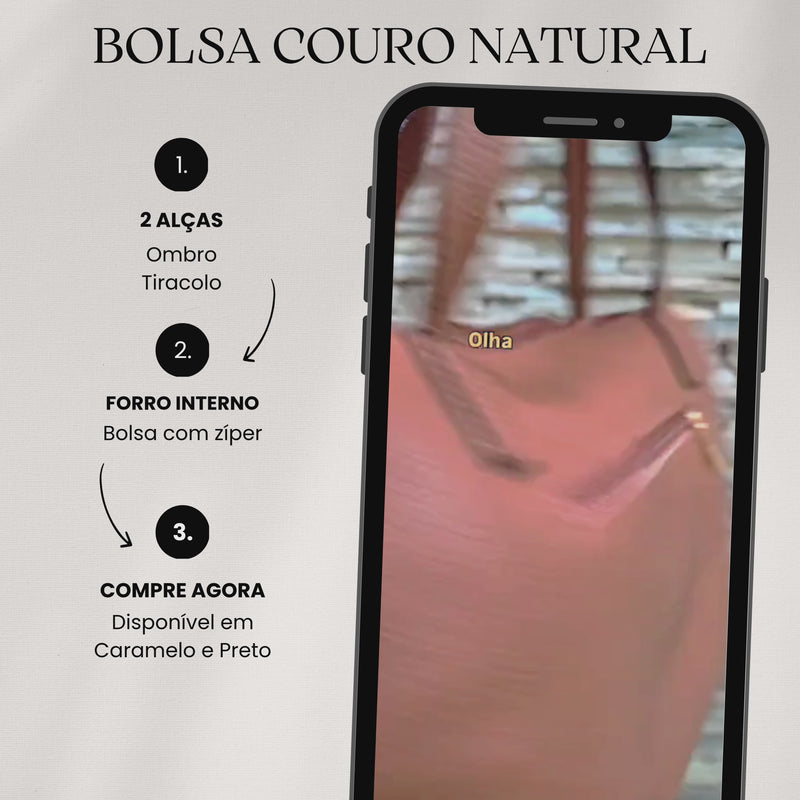 Bolsa Couro Natural Caramelo
