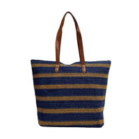 Sacola Palha Listrada Azul - Bolsa Vegana - Loja Online