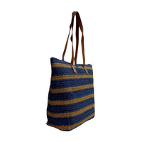 Sacola Palha Listrada Azul - Bolsa Vegana - Loja Online